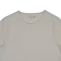 Beige t-shirt with a brand logo on a white background