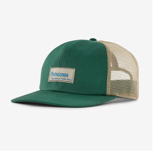 PATAGONIA RELAXED TRUCKER HAT - WATER PEOPLE LABEL: CONIFER GREEN