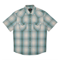 S/S FRONTIER SHIRT - ECRU / TURQUOISE PLAID