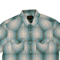 S/S FRONTIER SHIRT - ECRU / TURQUOISE PLAID