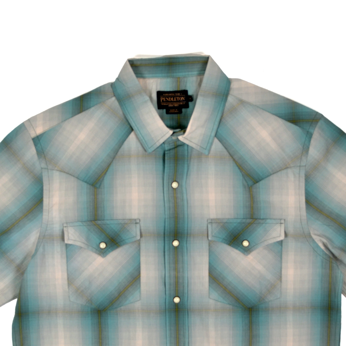 S/S FRONTIER SHIRT - ECRU / TURQUOISE PLAID