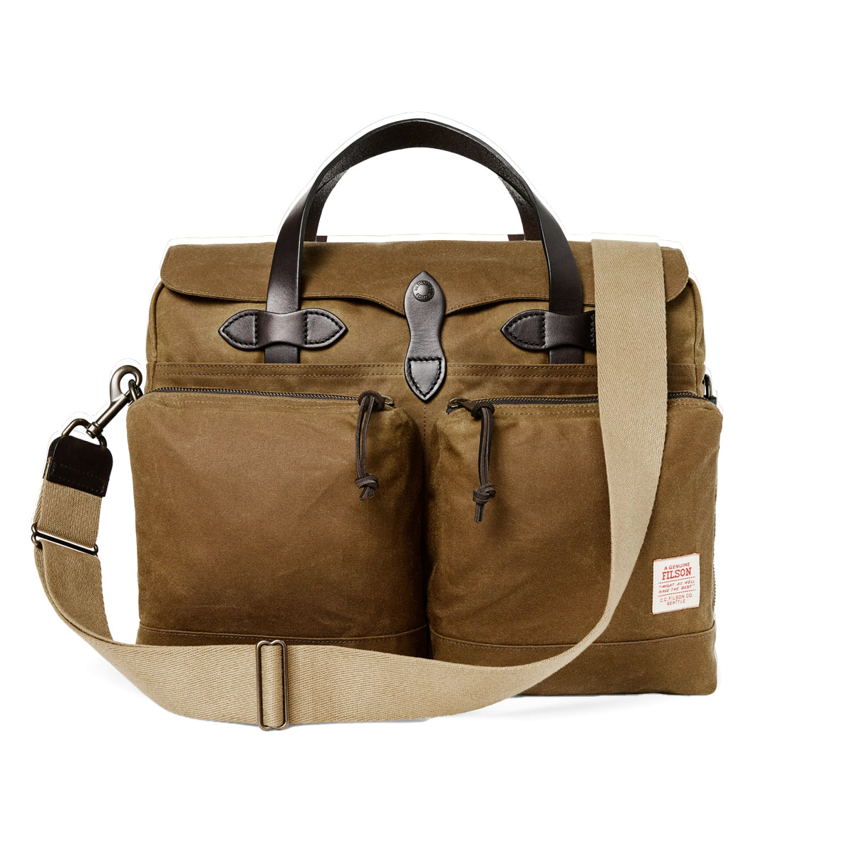 Brown bag with a strap on a white background