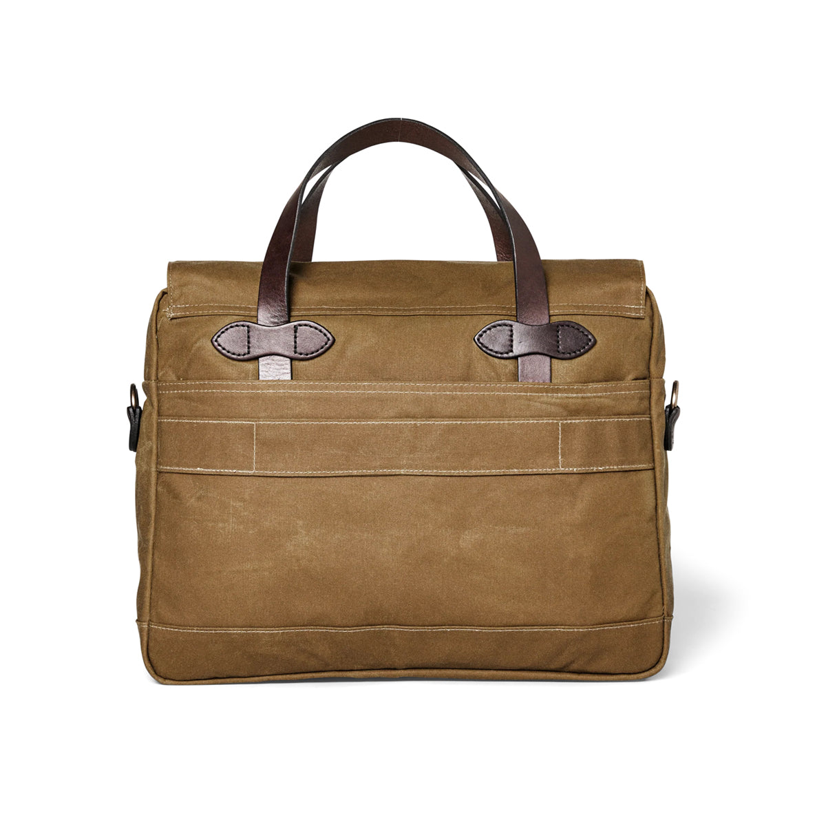 Brown briefcase with brown handles on a white background