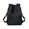 Black backpack with leather straps on a white background