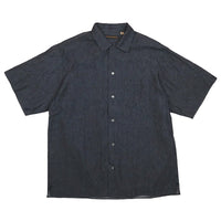DENIM OPEN COLLAR SHIRT - INDIGO BLUE