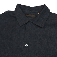 DENIM OPEN COLLAR SHIRT - INDIGO BLUE