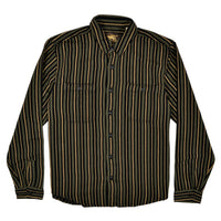Striped shirt with a brand logo on a white background