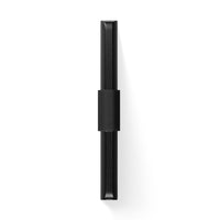 Black rectangular object on a white background