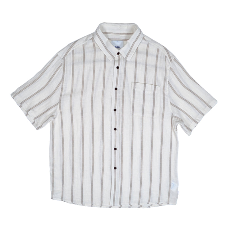 Katin USA Alan white short-sleeve shirt with black stripes on a white background