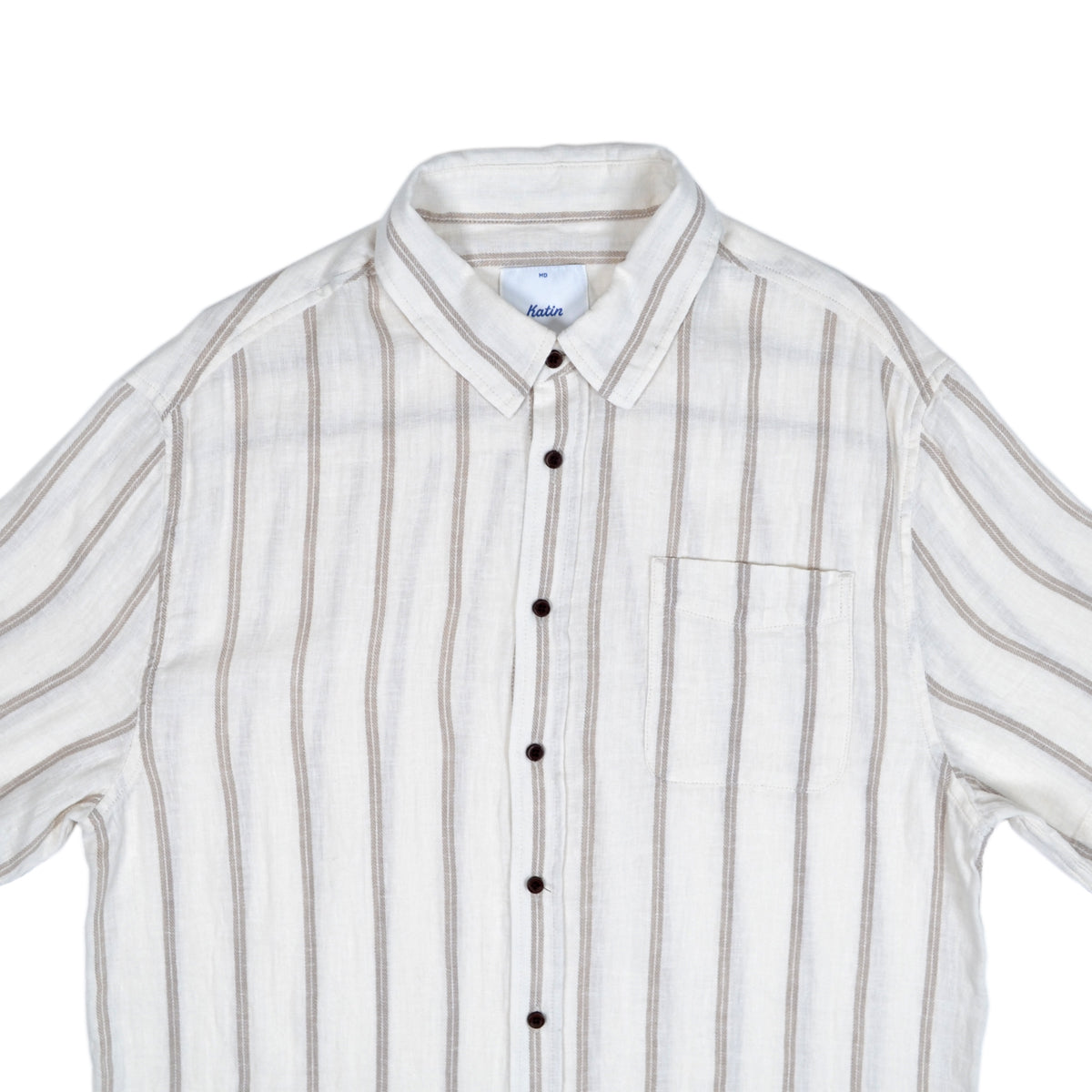 Katin USA Alan white short-sleeve shirt with black stripes on a white background