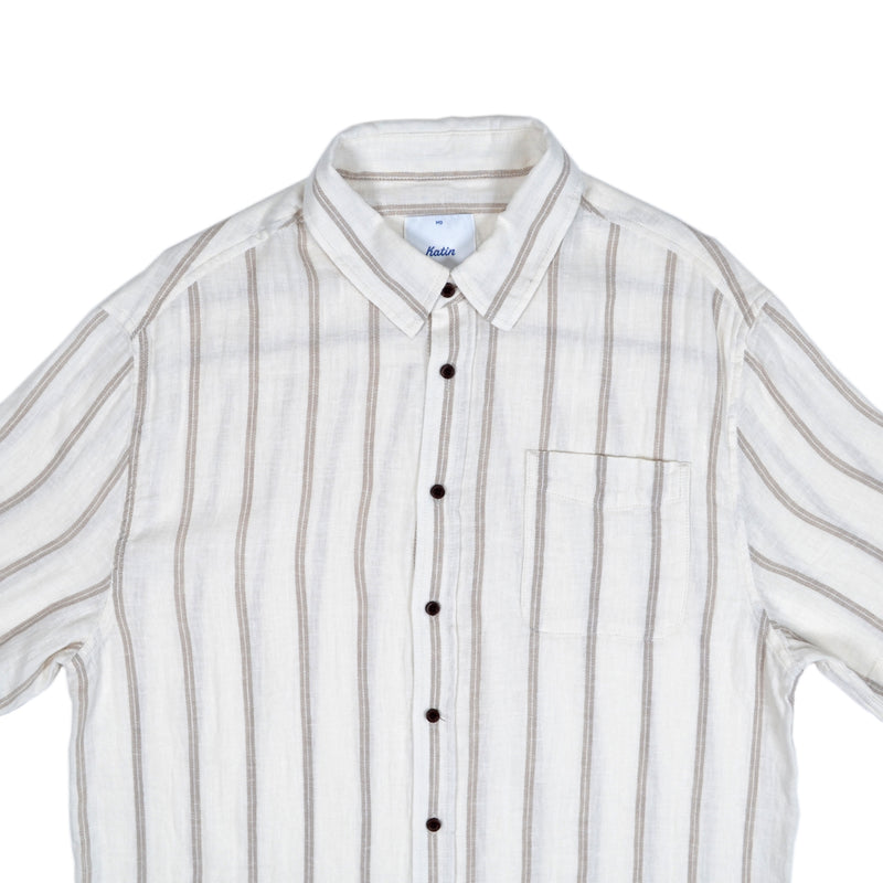 Katin USA Alan white short-sleeve shirt with black stripes on a white background