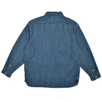 Blue denim shirt on a white background