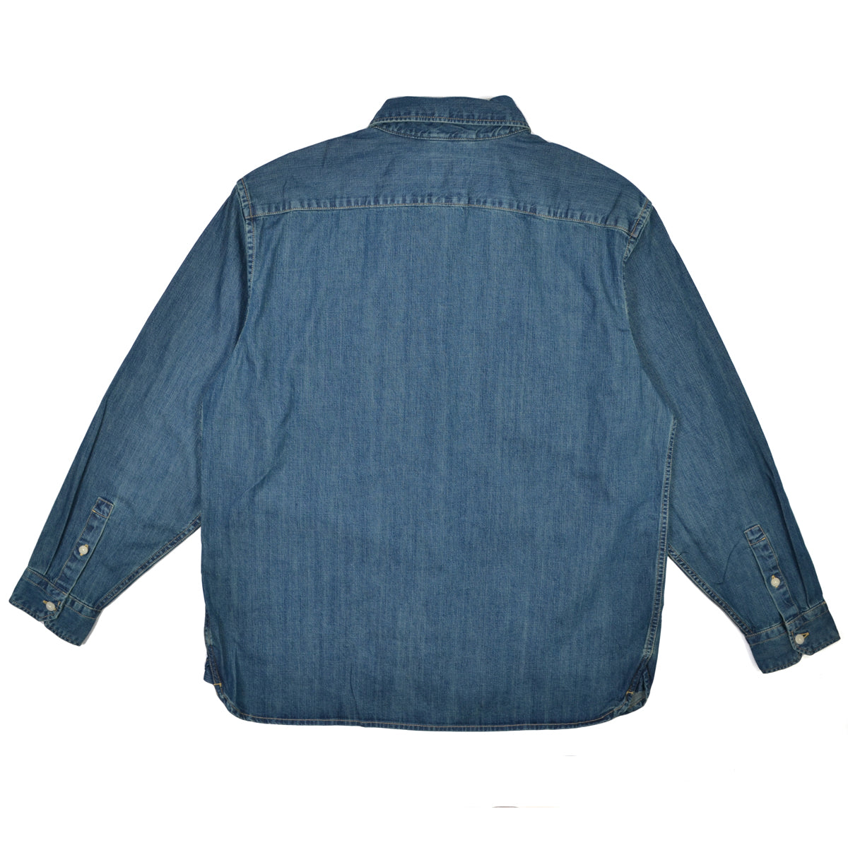 Blue denim shirt on a white background