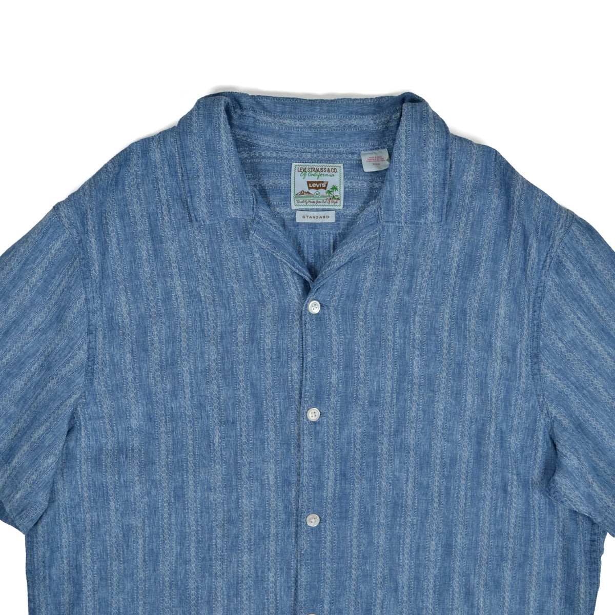 SUNSET NO POCKET CAMP SHIRT - FELIX INDIGO DOBBY