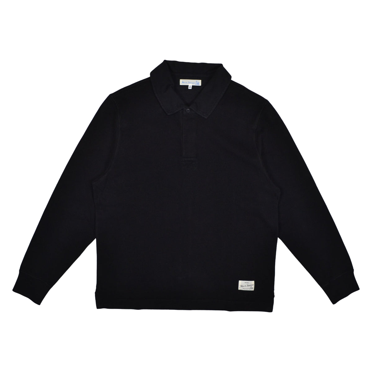 STURDY COTTON INTERLOCK JERSEY RUGBY SHIRT - 99 BLACK