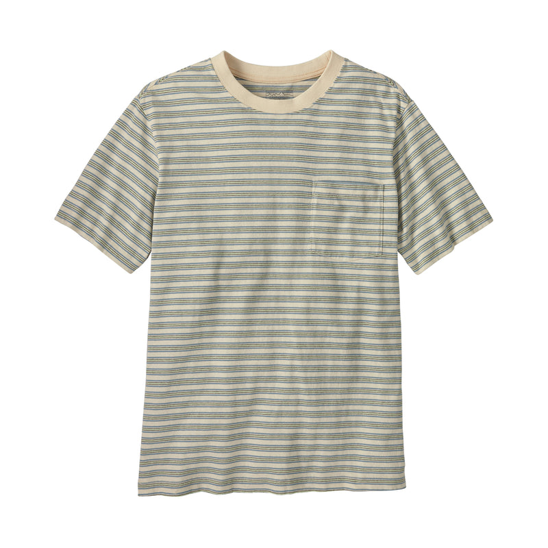 PATAGONIA COTTON IN CONVERSION POCKET TEE - HIDDEN STRIPE: NATURAL