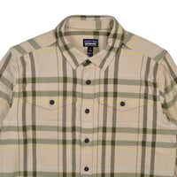 Plaid shirt with visible Patagonia logo on a white background