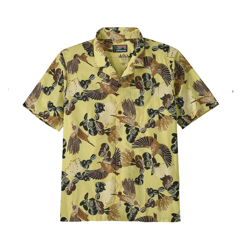 Hawaiian shirt with bird pattern on a white background