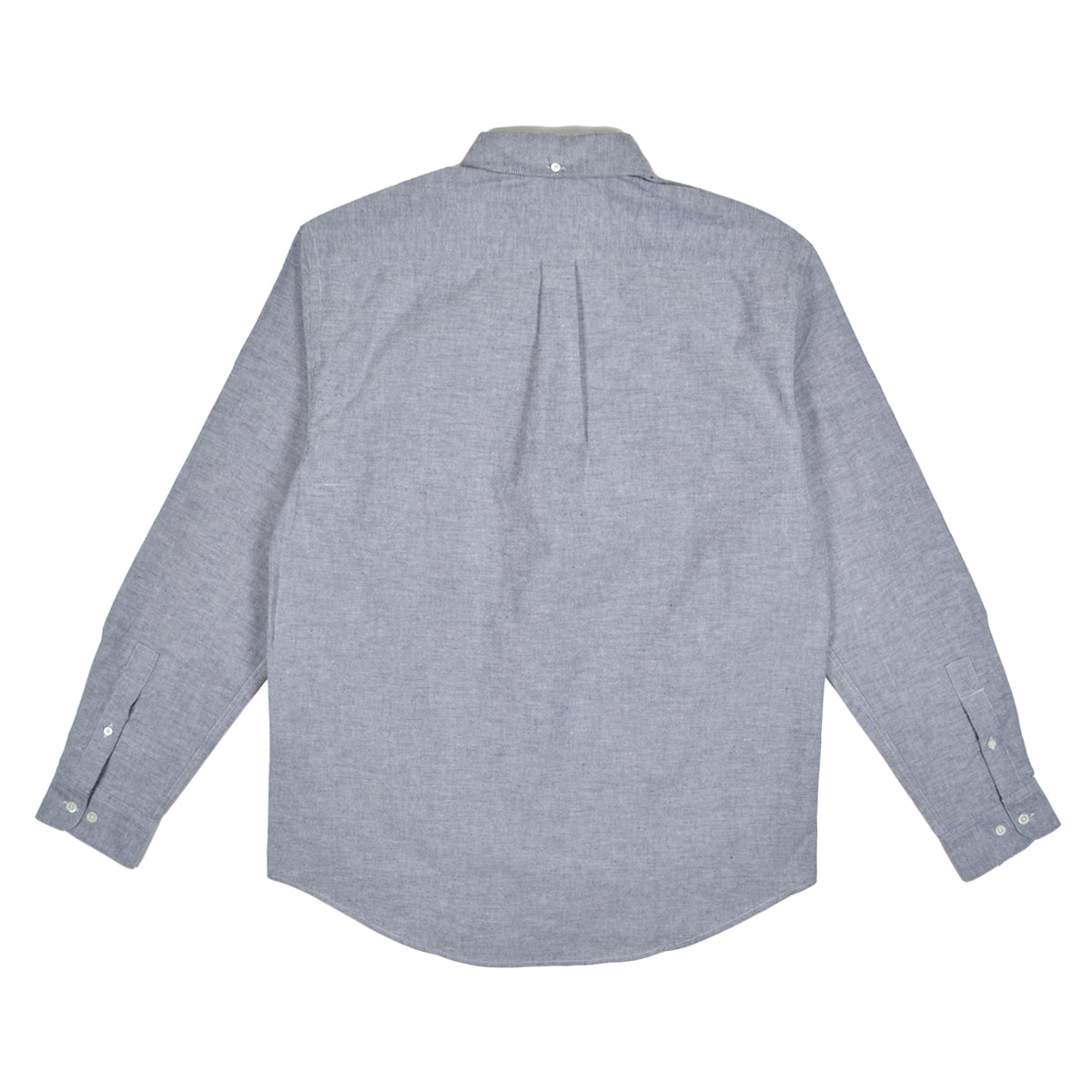 Gray button-up shirt on a white background
