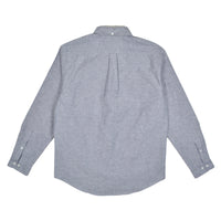 Gray button-up shirt on a white background