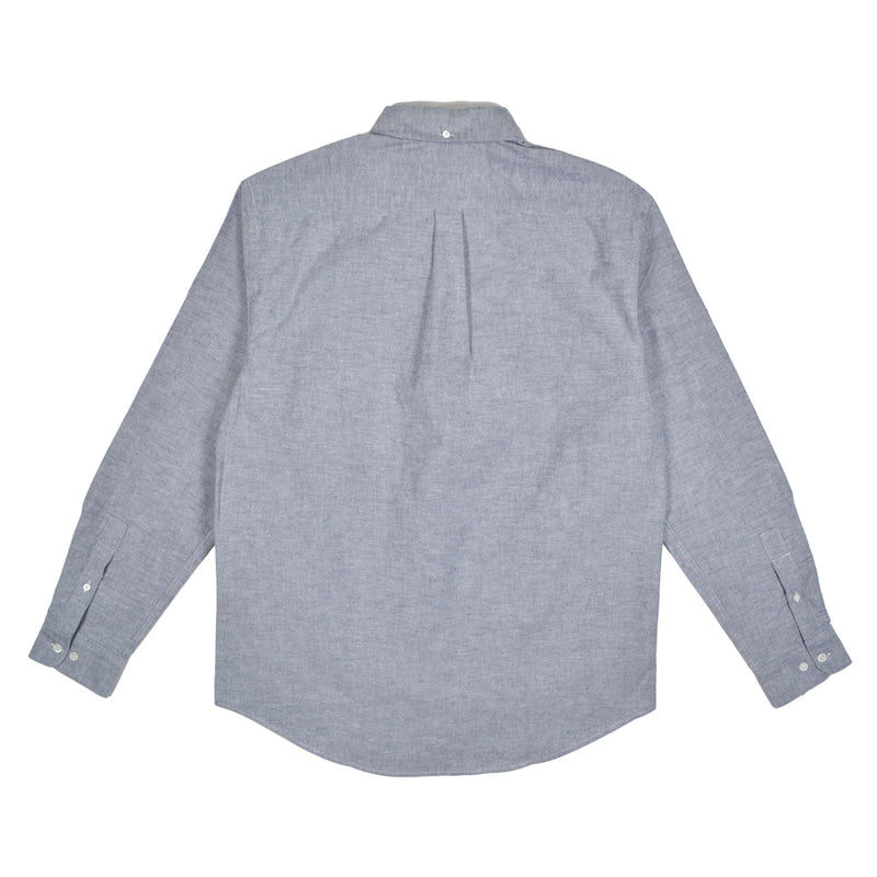Gray button-up shirt on a white background