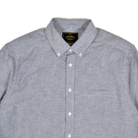 Gray checkered shirt with a brand label on a white background
