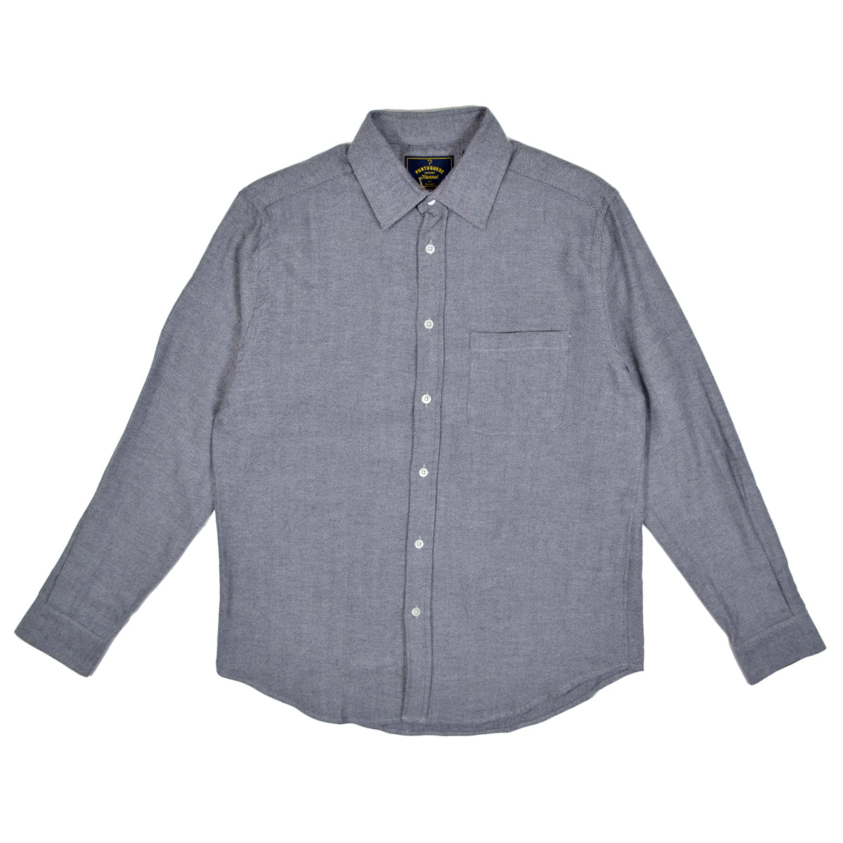 Gray button-up shirt on a white background