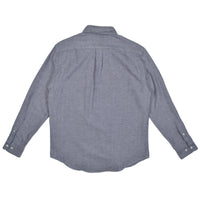 Gray button-up shirt on a white background