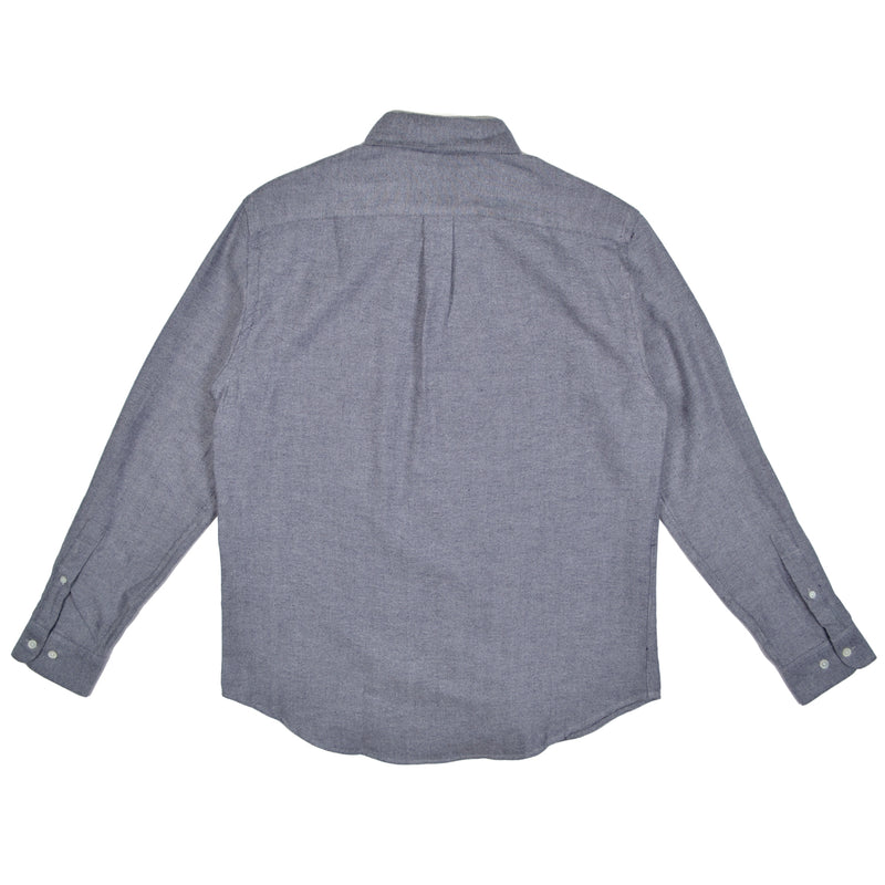 Gray button-up shirt on a white background
