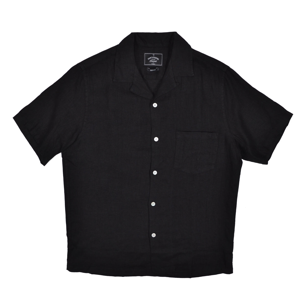 LINEN CAMP COLLAR - BLACK