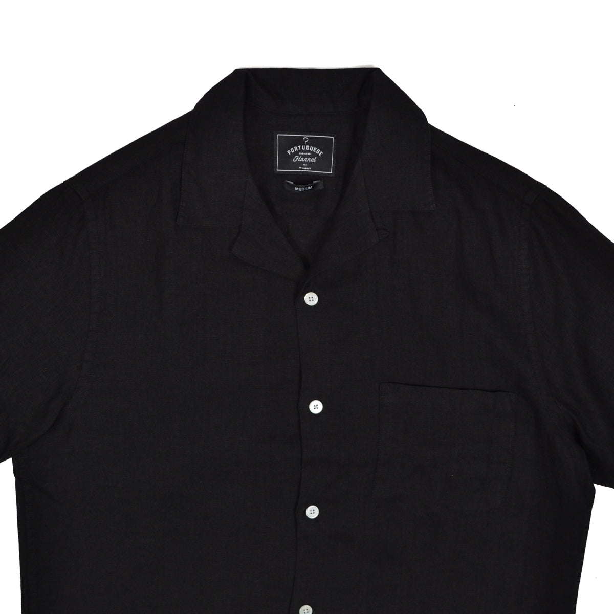 LINEN CAMP COLLAR - BLACK