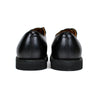 Pair of black leather shoes on a white background