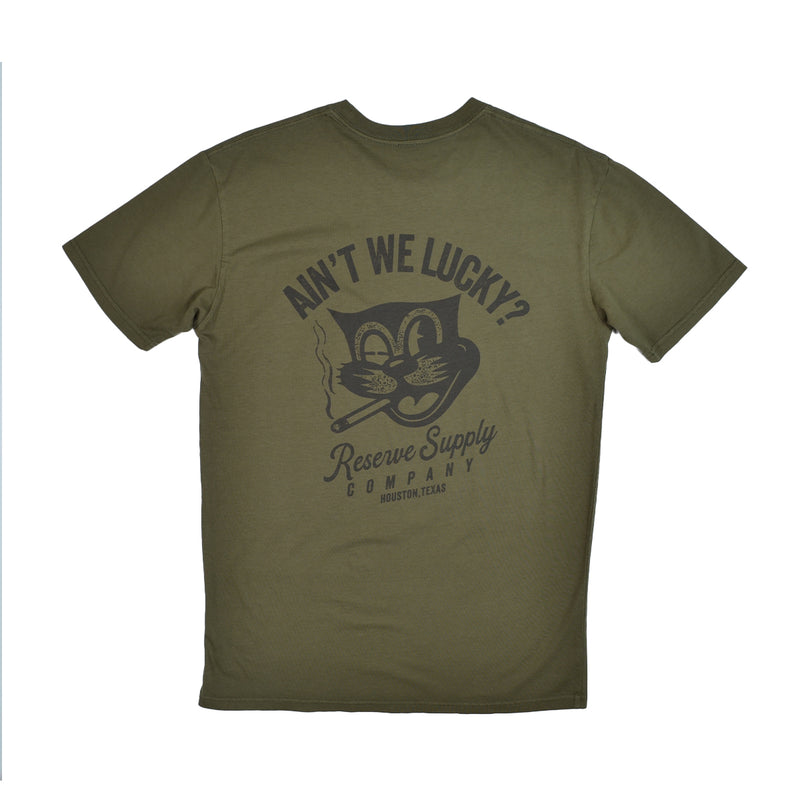 RESERVE SUPPLY COMPANY LUCKY CAT TONAL TEE - ARMY