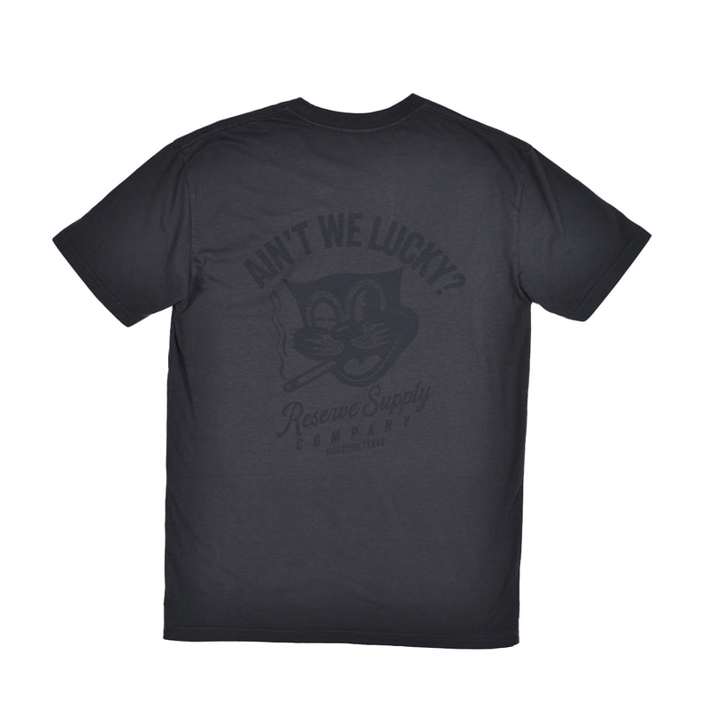 RESERVE SUPPLY COMPANY LUCKY CAT TONAL TEE - BLACK