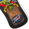 Skateboard deck with colorful graphics and Santa Cruz logo on a white background
