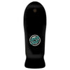 Black skateboard deck with Santa Cruz logo on a white background