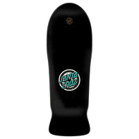 Black skateboard deck with Santa Cruz logo on a white background