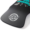 Close-up of a skateboard deck with 'Rob Roskopp Designs' logo on a white background