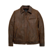 592 LIGHTWEIGHT COWHIDE TRUCKER JACKET - BROWN