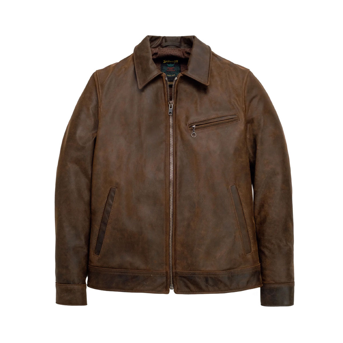 592 LIGHTWEIGHT COWHIDE TRUCKER JACKET - BROWN
