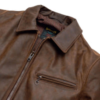 592 LIGHTWEIGHT COWHIDE TRUCKER JACKET - BROWN
