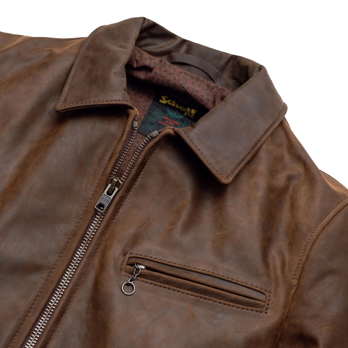 592 LIGHTWEIGHT COWHIDE TRUCKER JACKET - BROWN