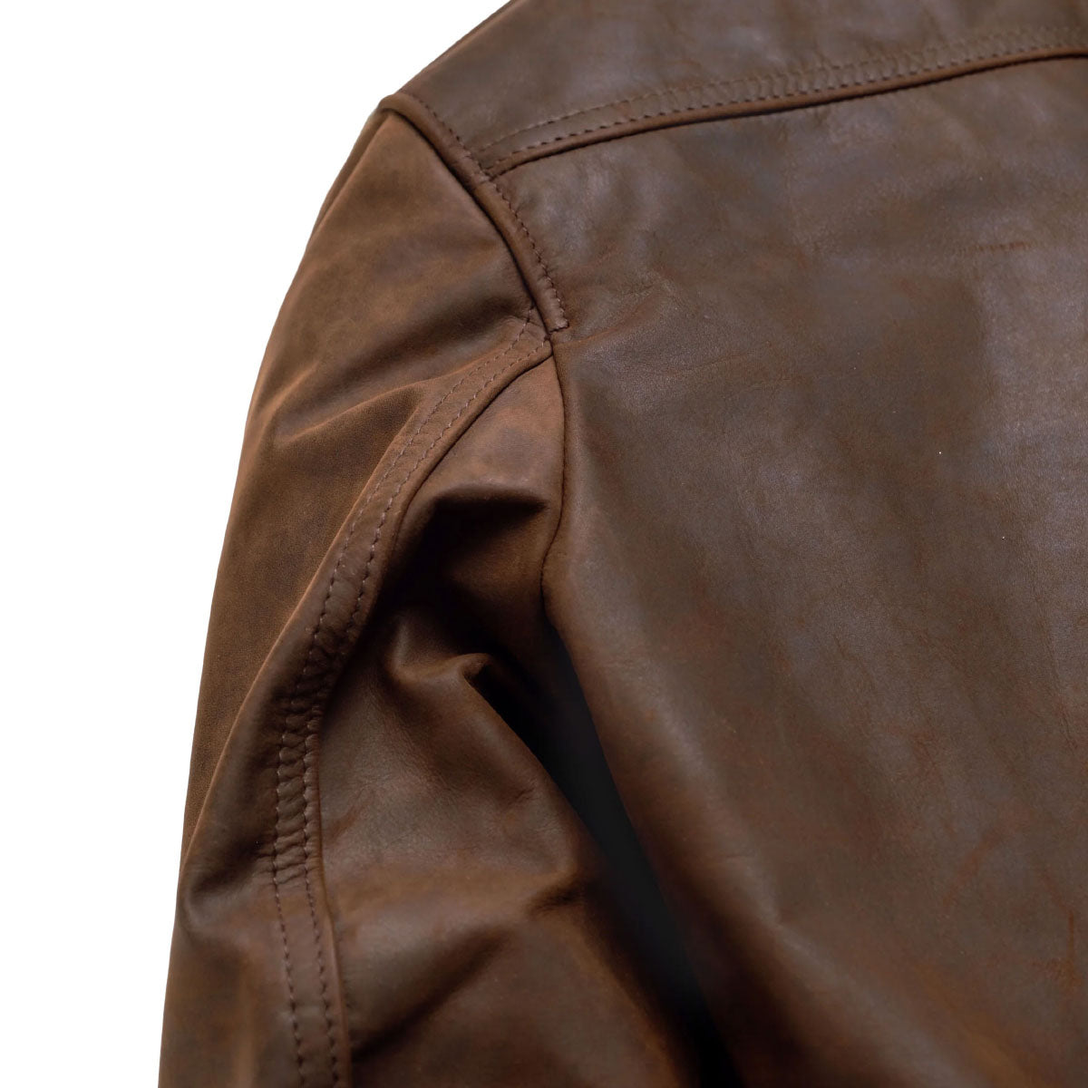 592 LIGHTWEIGHT COWHIDE TRUCKER JACKET - BROWN