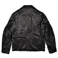 Black leather jacket on a white background
