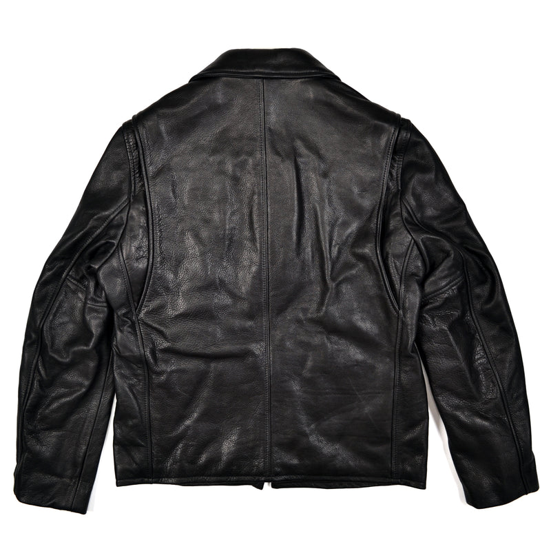 Black leather jacket on a white background