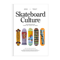 Book cover of 'Skateboard Culture' with images of skateboards on a white background