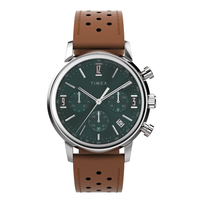 TIMEX MARLIN QUARTZ CHRONOGRAPH - GREEN / STAINLESS / BROWN