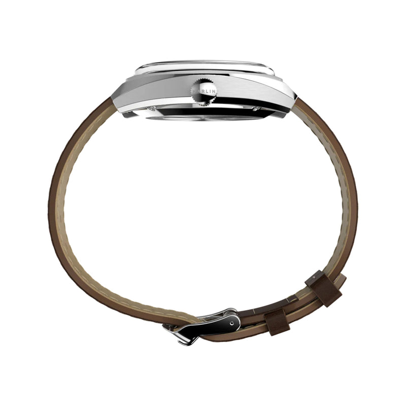 MARLIN SUB-DIAL AUTOMATIC WATCH - BROWN / STAINLESS STEEL / SILVER-TONE
