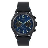 MK1 CHRONOGRAPH 40 MM LEATHER STRAP - BLACK / BLUE