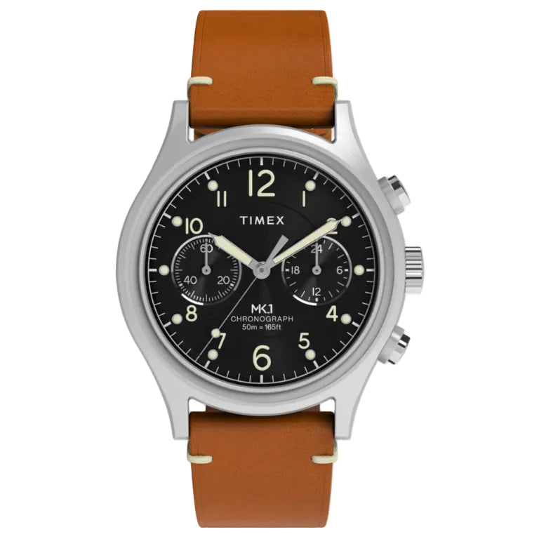 MK1 CHRONOGRAPH 40 MM LEATHER STRAP - SILVER / BLACK / TAN